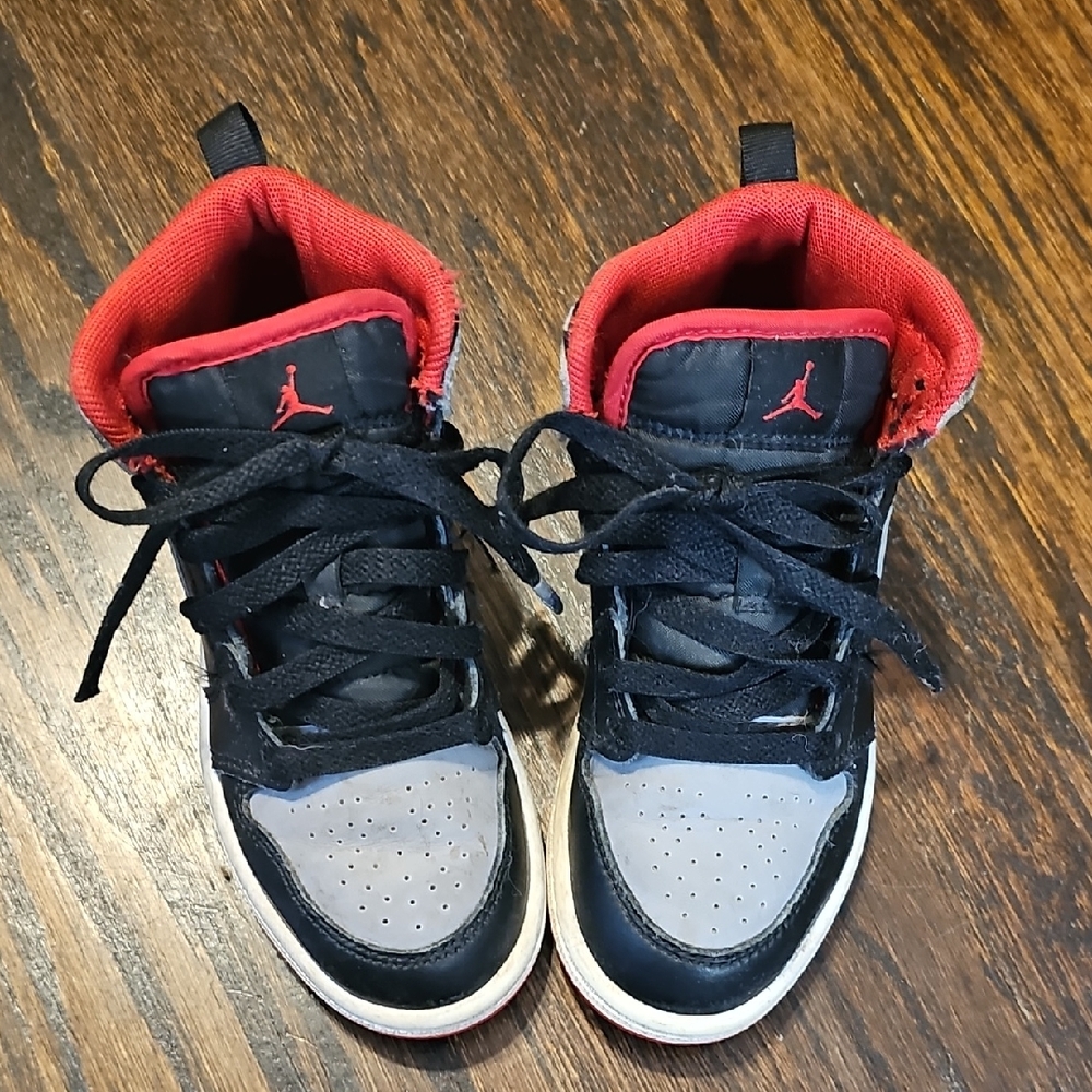 Jordan Kids Black and Red High-Top Sneakers